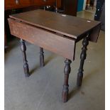Primitive Early 200th Century Spindle Legged Drop Leaf Table: