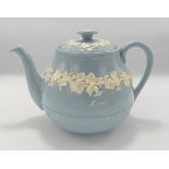 Wedgwood Queensware Embossed Teapot: height 15cm