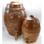 19th century Stoneware liqueur barrels: One embossed with local Staffordshire coat of arms