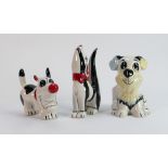 Three Lorna Bailey dogs: Includes Woof Woof the dog, tallest 14.5 cm high (3)