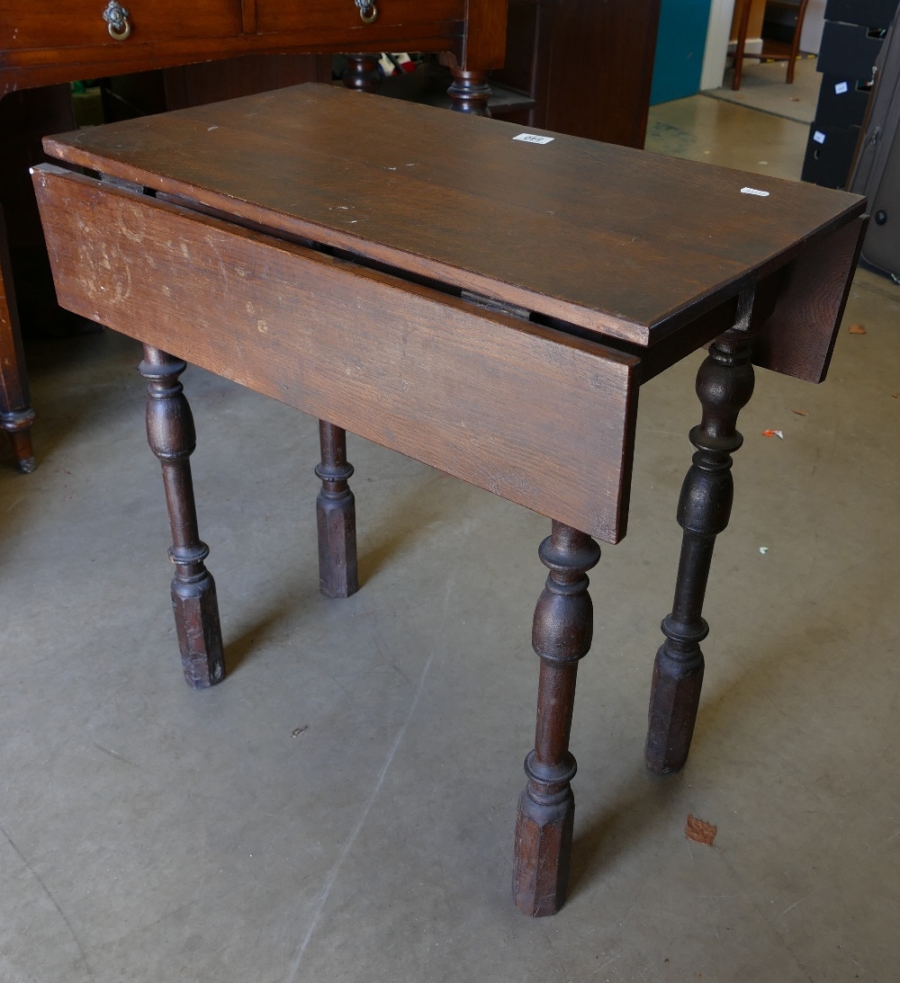 Primitive Early 200th Century Spindle Legged Drop Leaf Table: - Image 2 of 4