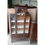 1930's Oak Display Cabinet: height 176cm , width 90cm , depth 31cm