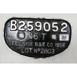 Cast Iron Railway Trailer Plaque: length 27cm