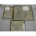 Three Colour Maps of Shropshire & Cheshire: by Robert Mordan, J Cary & H Moll, largest 40 x 46cm(3)