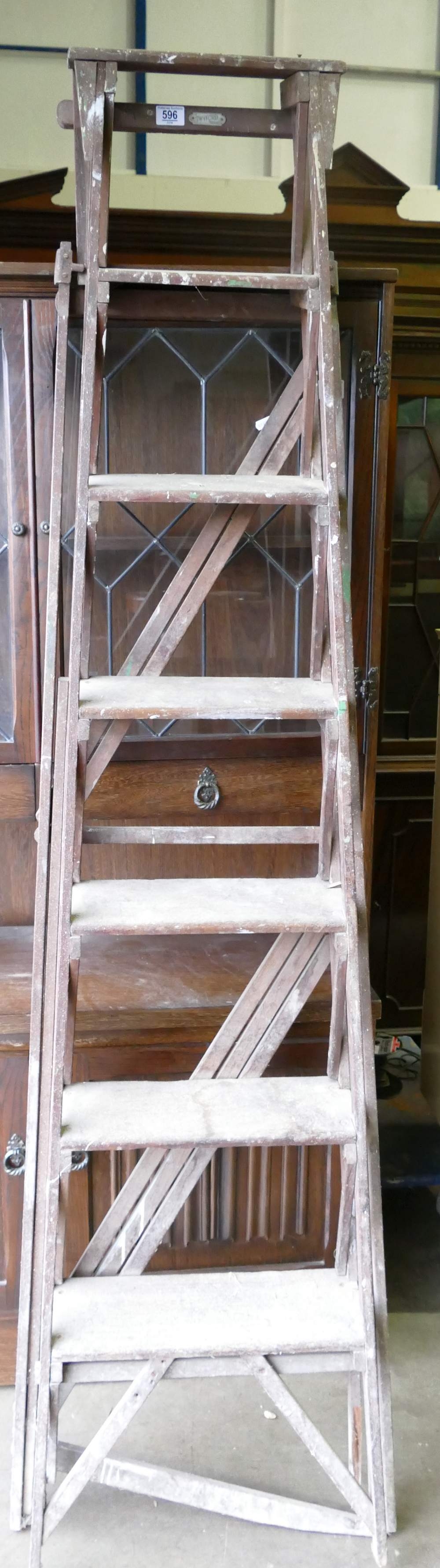 Seven Rung Vintage Lattice Ladders: