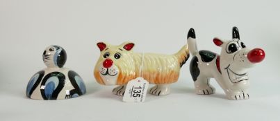 Three Lorna Bailey pieces Two dogs and a seal:
