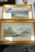 Coloured Framed Print of Loch Ness: together with similar item signed Anna Darsons, frame size of