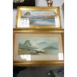 Coloured Framed Print of Loch Ness: together with similar item signed Anna Darsons, frame size of