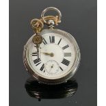 Large hallmarked silver English Lever fusee movement pocket watch: Maker AD Jones Tunstall (Stoke on