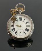 Large hallmarked silver English Lever fusee movement pocket watch: Maker AD Jones Tunstall (Stoke on