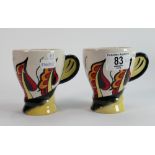 Two Lorna Bailey Ravensdale sheet 666 mugs: