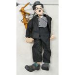 Large Wooden Charlie Chaplin String Puppet: height 69cm