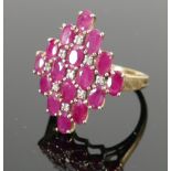 9ct gold and pink stone set ring: Shank un hallmarked but tested as 9ct gold or better, gross weight