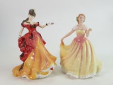 Royal Doutlon Lady Figures: Belle HN3703 & Deborah HN3644(2)