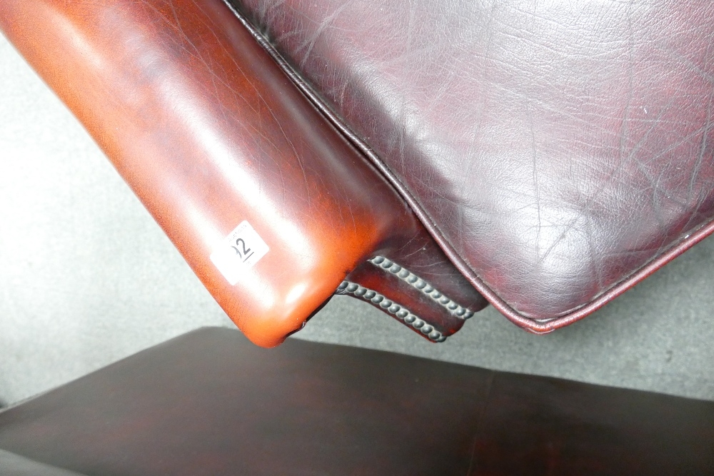 Oxblood Red Leather Wing Back Armchair: - Image 4 of 4