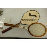 Two Vintage Wooden Framed Tennis Rackets: