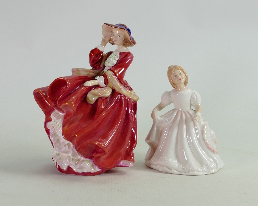 Royal Doulton Lady Figures: Top O the Hill HN1834 together with Amanda HN2996(2)