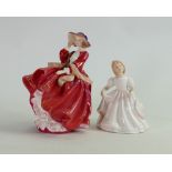 Royal Doulton Lady Figures: Top O the Hill HN1834 together with Amanda HN2996(2)