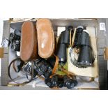 A collection of camera's & binoculars to include BBT Kraus Milli 7 x 50, Telstar 20 x 50, Greenkat