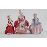 3 x Royal Doulton smaller size figures: Christmas Morn 3212, Goody Two Shoes 2037 & Dinky Do 1675 (