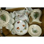 A mixed collection of items to include: Royal Worcester Evesham Pattern Flan dish, Gravy boat,