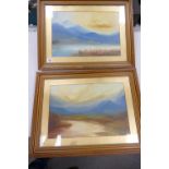 Two Gilt Framed Oil on Board Landscapes: frame size 48 x 63cm