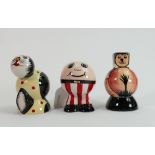 Three x Lorna Bailey figures: A cat, seal & Humpty Dumpty (3)