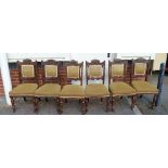 Set of Six Victorian Carved Mahogany Dinning Chairs: