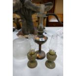 Three Brass & Similar Oil Lamps: