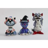 Three x Lorna Bailey cats: Includes devil, witch and 1 other (3)