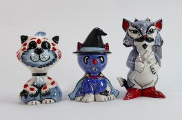 Three x Lorna Bailey cats: Includes devil, witch and 1 other (3)