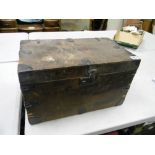 Plywood Iron Bound Casket Box: height 29cm, length 50cm and depth 29cm