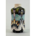 Moorcroft Indigo Lace vase: designer Vicky Lovatt, height 14cm