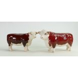Beswick Hereford Bull and Hereford Cow: