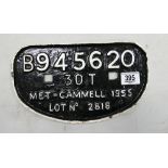 Cast Iron Railway Trailer Plaque: length 27cm