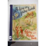Large Hardback 1940's A Day In Fairy Land Story & Picture Book: