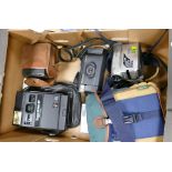 A mixed collection of camera equipment to include: Kodak EK160-ef instant camera, Polaroid Vision