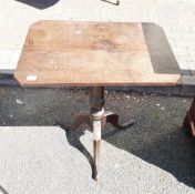 19th Century Oak Tripod Table: length 74cm