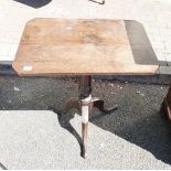 19th Century Oak Tripod Table: length 74cm