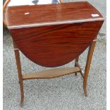 Small Inlaid Mahogany Drop Leaf Table: