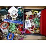 A collection of Costume Jewelry to include: beads, brooches, chains etc