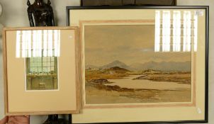 Harold Bennet water colour: with local interest together with a still life framed print (2)