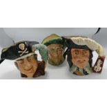 Royal Doulton Large Character Jugs: Auld Mac, Long John Silver & Dartagnan(3)