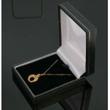 9ct gold domed pendant & 17.5 inch chain: brand new & boxed QVC, 2.1g.
