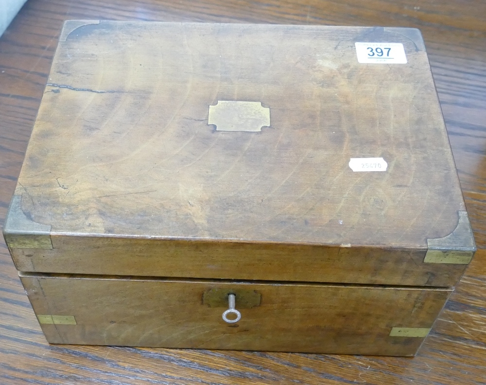 Inlaid Victorian Walnut Writing Box: length 29.5cm