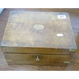 Inlaid Victorian Walnut Writing Box: length 29.5cm