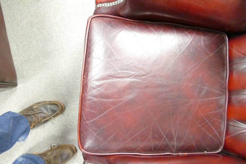 Oxblood Red Leather Wing Back Armchair: - Image 2 of 4