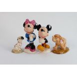 Royal Doulton Disney figures x 4: Mickey Mouse MM1 & Minnie MM2 both seconds, Jungle Book baby
