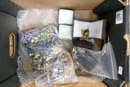 Collection of costume jewellery with some silver noted: Includes some sterling silver pieces, a