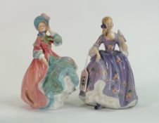 Two Royal Doulton larger size lady figures: Spring Morning HN1922 & Nicola HN2839. (2)